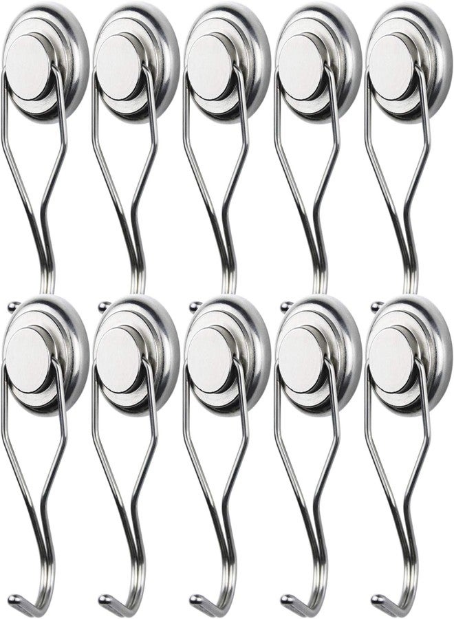 MIKEDE Magnetic Hooks Heavy Duty, 80 lb+ Strong Swivel Swing Neodymium Magnetic Hooks for Hanging, Strong Magnet Hanger for Cruise Cabins, Locker, Toolbox, Home, Kitchen - Pack of 10 - Image 1